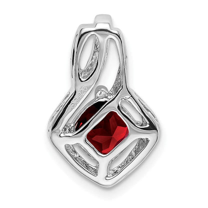 Anhänger mit Granat und echtem Diamant aus 14K Weißgold