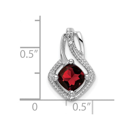 Anhänger mit Granat und echtem Diamant aus 14K Weißgold