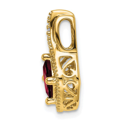 14K Gelbgold Granat- und Echtdiamant-Anhänger