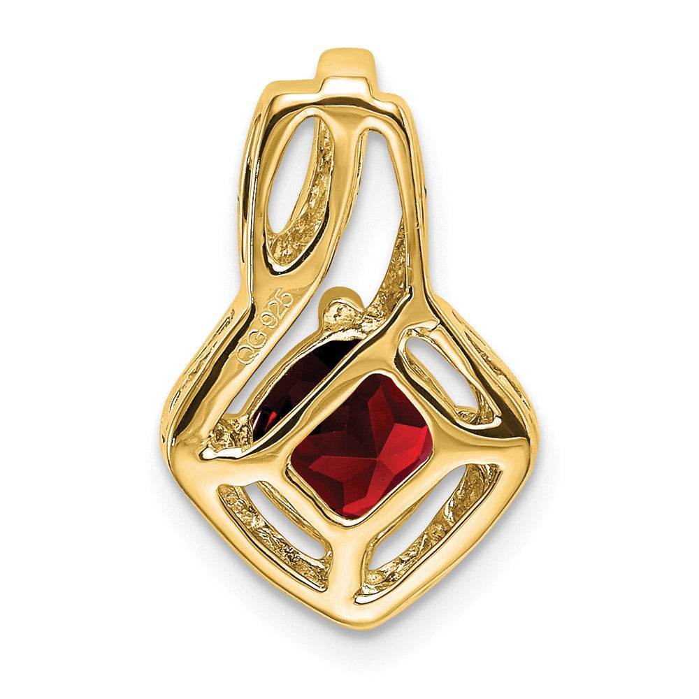 14K Gelbgold Granat- und Echtdiamant-Anhänger