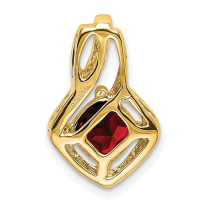 14K Gelbgold Granat- und Echtdiamant-Anhänger