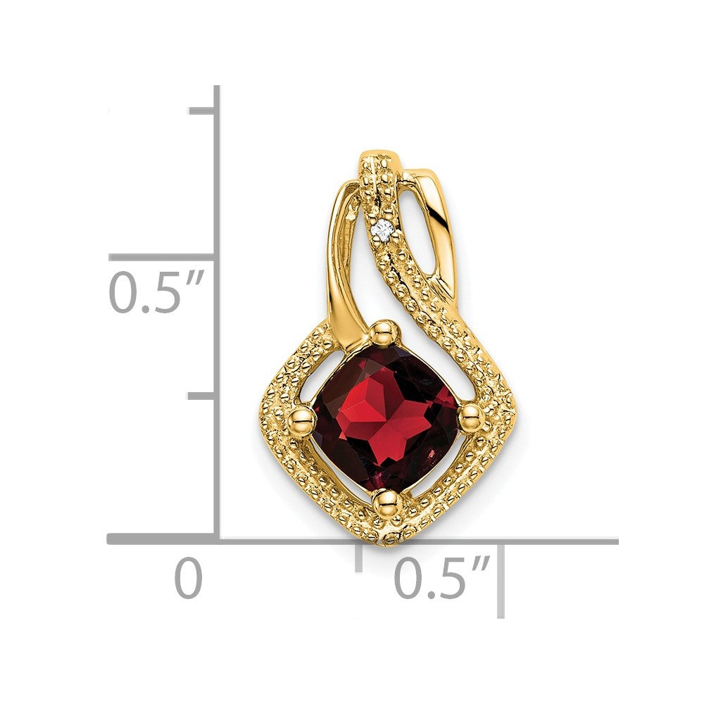 14K Gelbgold Granat- und Echtdiamant-Anhänger
