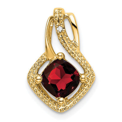 14K Gelbgold Granat- und Echtdiamant-Anhänger