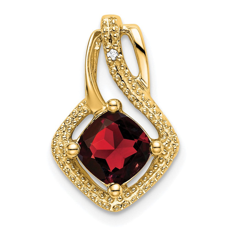 14K Gelbgold Granat- und Echtdiamant-Anhänger