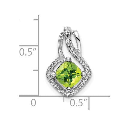 14k Weißgold Peridot- und Echtdiamant-Anhänger