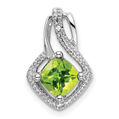 14k Weißgold Peridot- und Echtdiamant-Anhänger