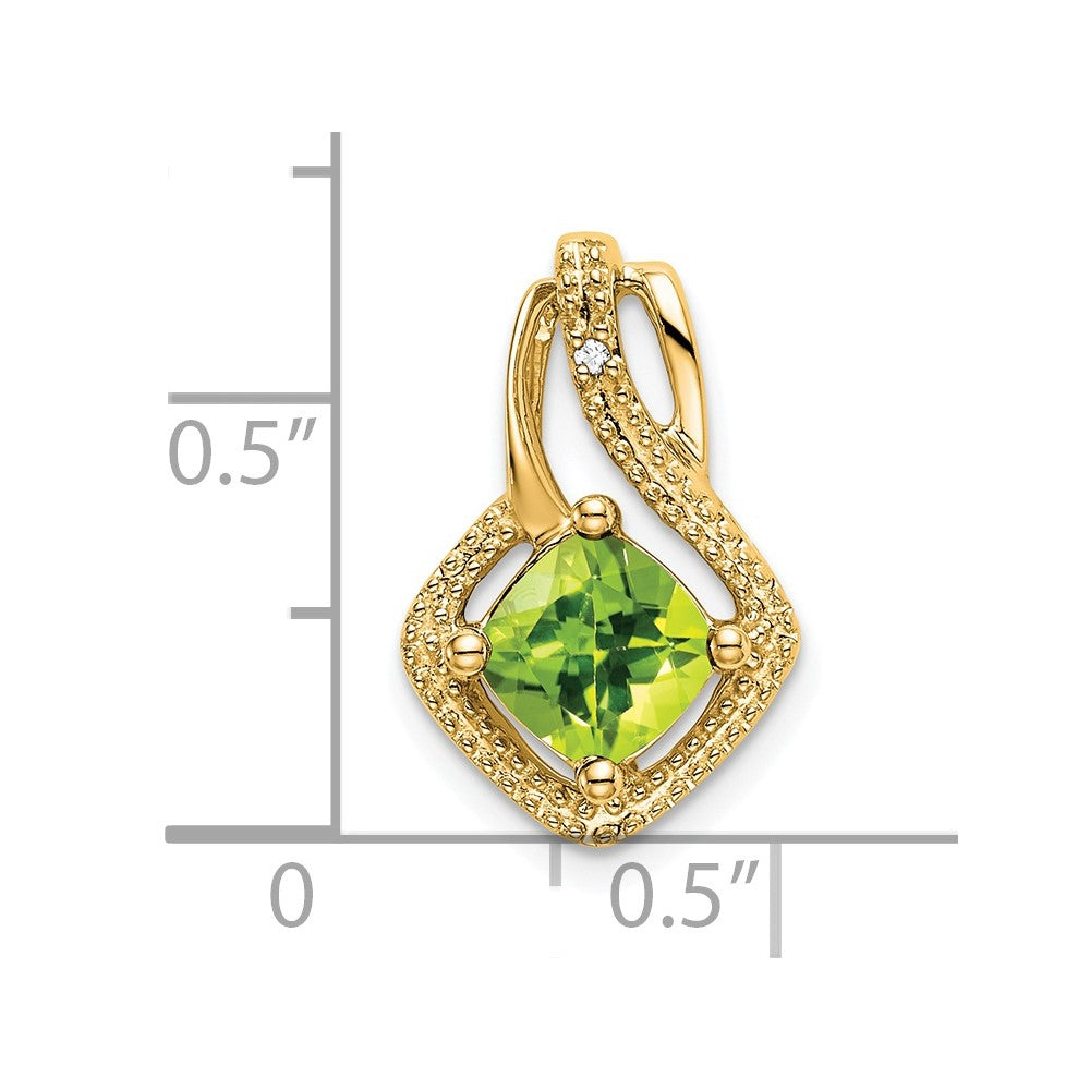 14K Gelbgold Peridot- und Echtdiamant-Anhänger