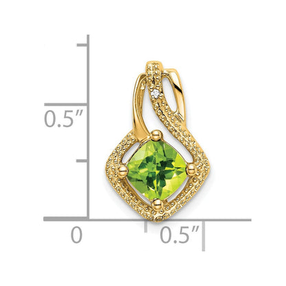 14K Gelbgold Peridot- und Echtdiamant-Anhänger