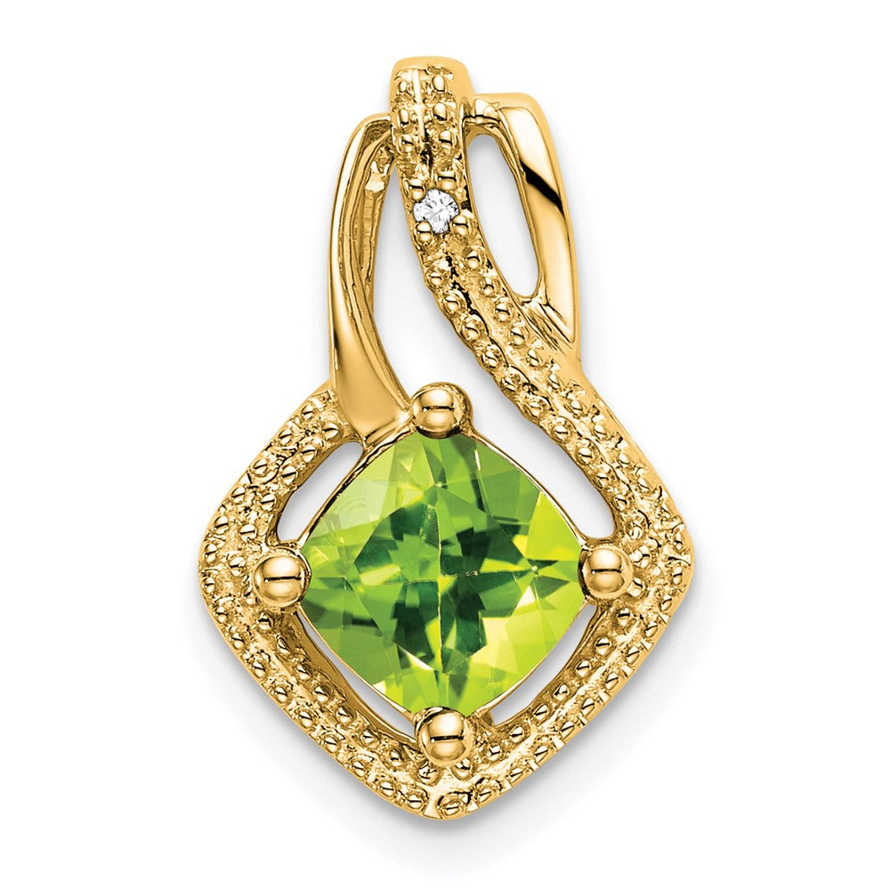 14K Gelbgold Peridot- und Echtdiamant-Anhänger