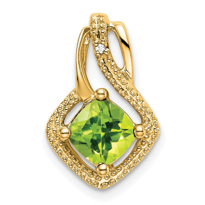 14K Gelbgold Peridot- und Echtdiamant-Anhänger