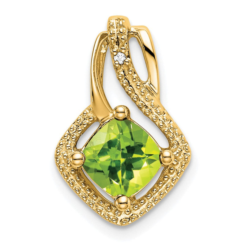 14K Gelbgold Peridot- und Echtdiamant-Anhänger