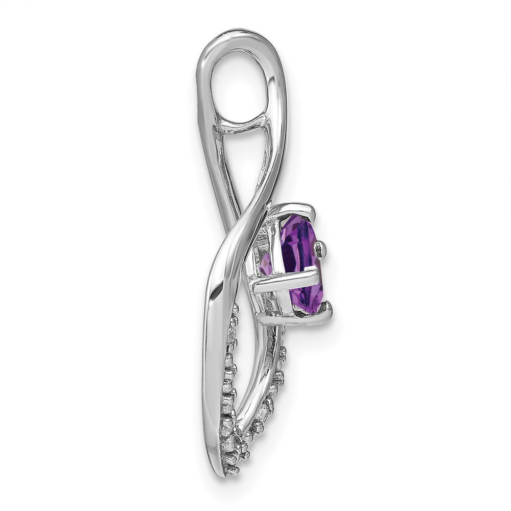 14 K Weißgold Anhänger mit Amethyst und echtem Diamant