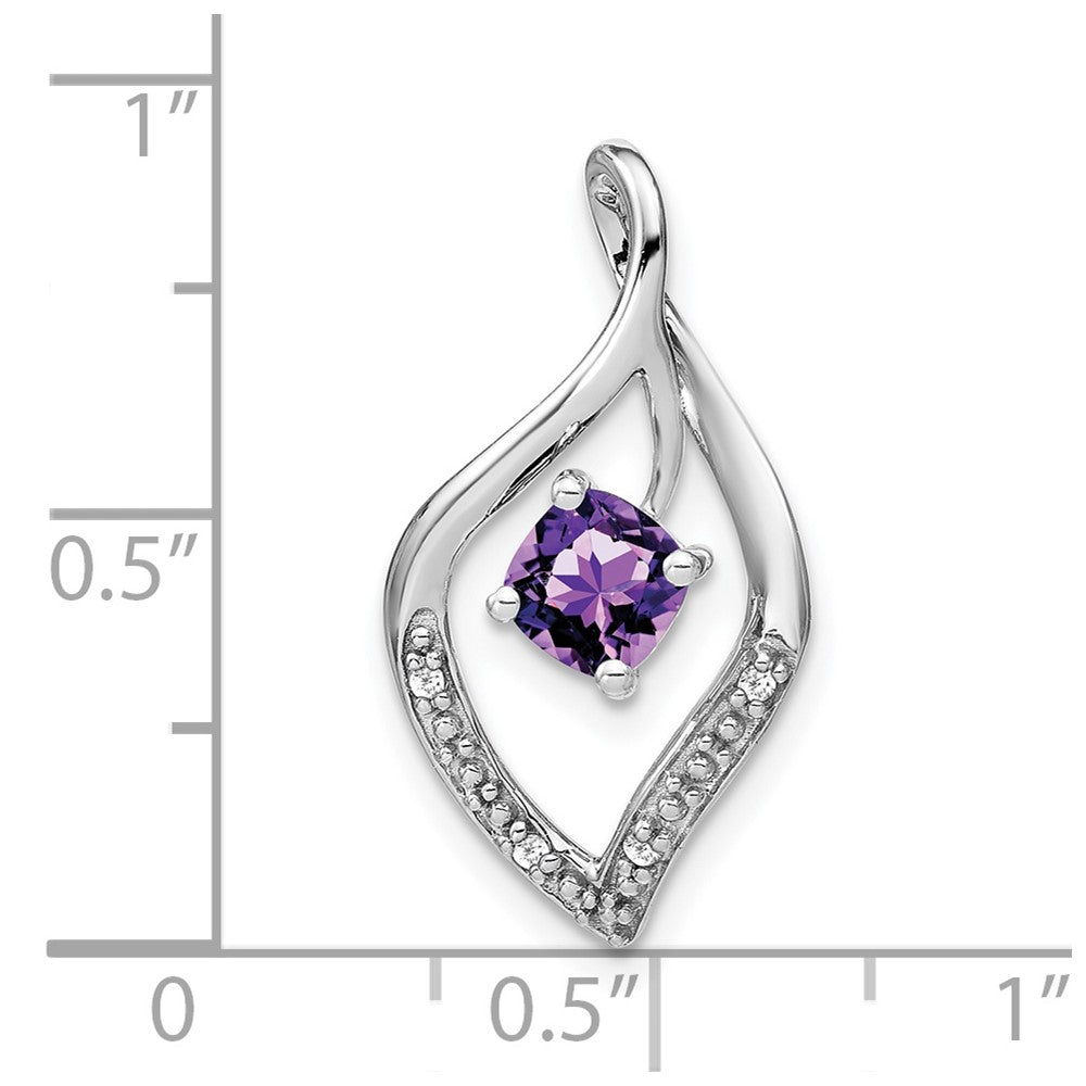 14 K Weißgold Anhänger mit Amethyst und echtem Diamant