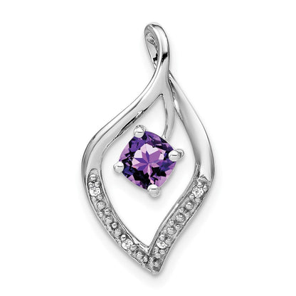 14 K Weißgold Anhänger mit Amethyst und echtem Diamant