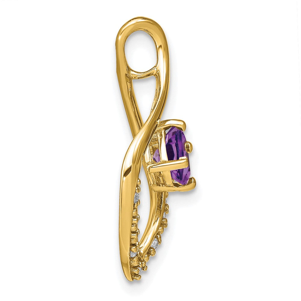 14K Gelbgold Amethyst- und Echtdiamant-Anhänger