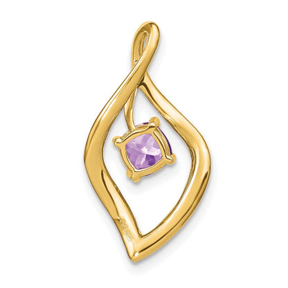 14K Gelbgold Amethyst- und Echtdiamant-Anhänger