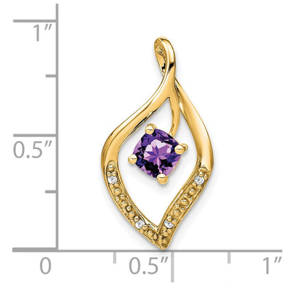 14K Gelbgold Amethyst- und Echtdiamant-Anhänger