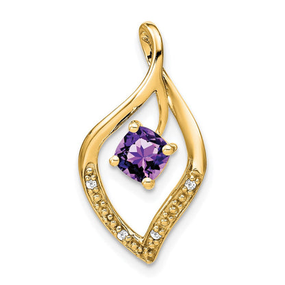 14K Gelbgold Amethyst- und Echtdiamant-Anhänger