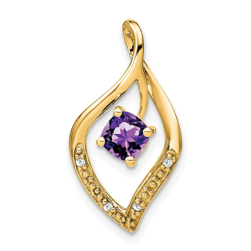 14K Gelbgold Amethyst- und Echtdiamant-Anhänger