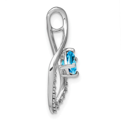 14K Weißgold Blautopas- und Echtdiamant-Anhänger
