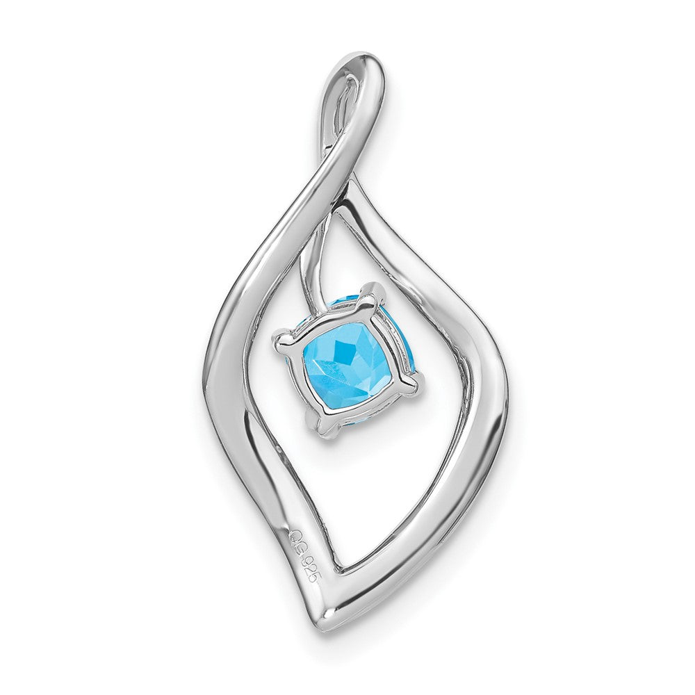 14K Weißgold Blautopas- und Echtdiamant-Anhänger