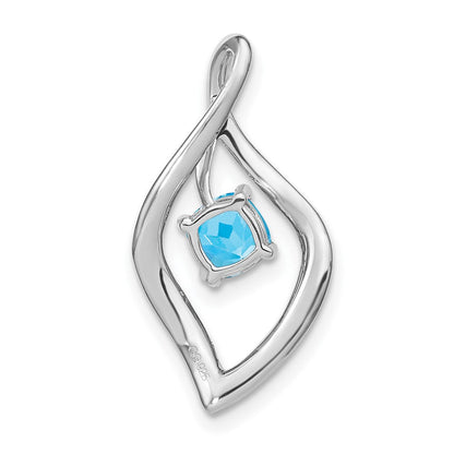 14K Weißgold Blautopas- und Echtdiamant-Anhänger