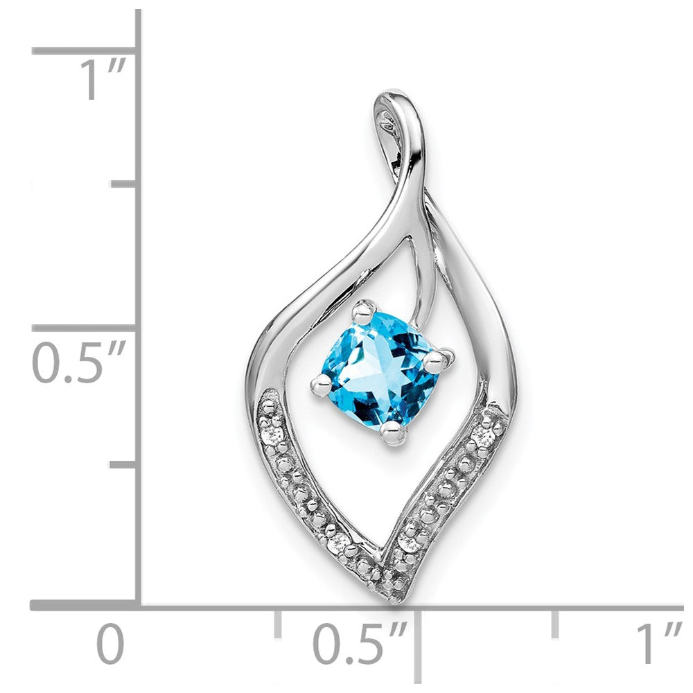 14K Weißgold Blautopas- und Echtdiamant-Anhänger