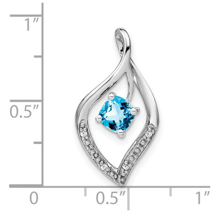 14K Weißgold Blautopas- und Echtdiamant-Anhänger