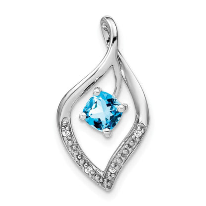 14K Weißgold Blautopas- und Echtdiamant-Anhänger