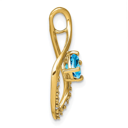 14K Gelbgold Blautopas- und Echtdiamant-Anhänger