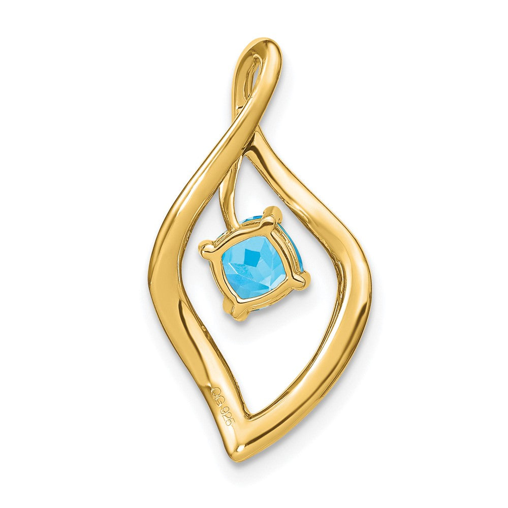 14K Gelbgold Blautopas- und Echtdiamant-Anhänger