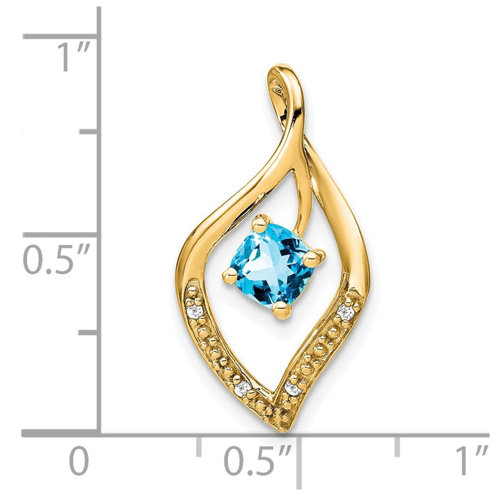 14K Gelbgold Blautopas- und Echtdiamant-Anhänger