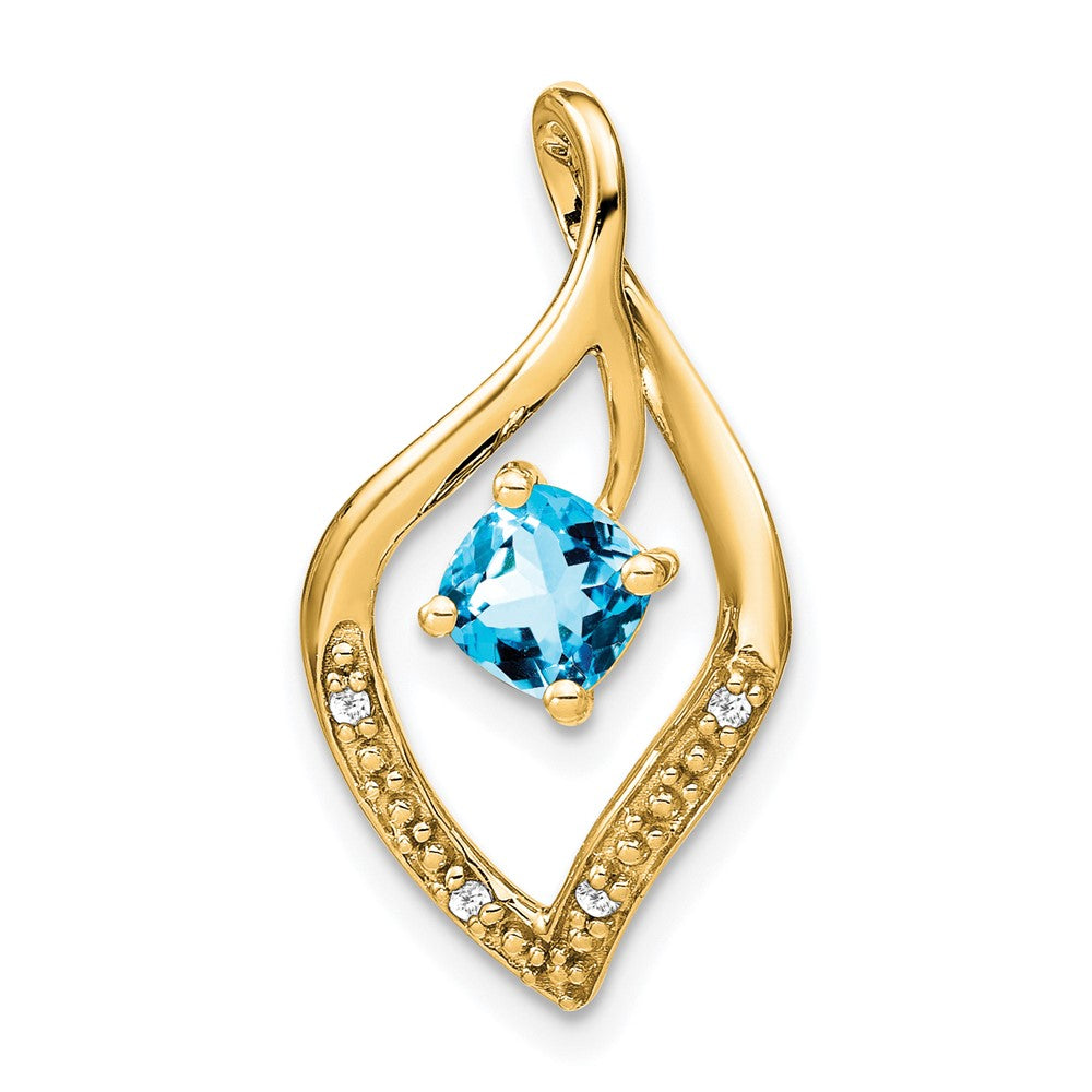 14K Gelbgold Blautopas- und Echtdiamant-Anhänger