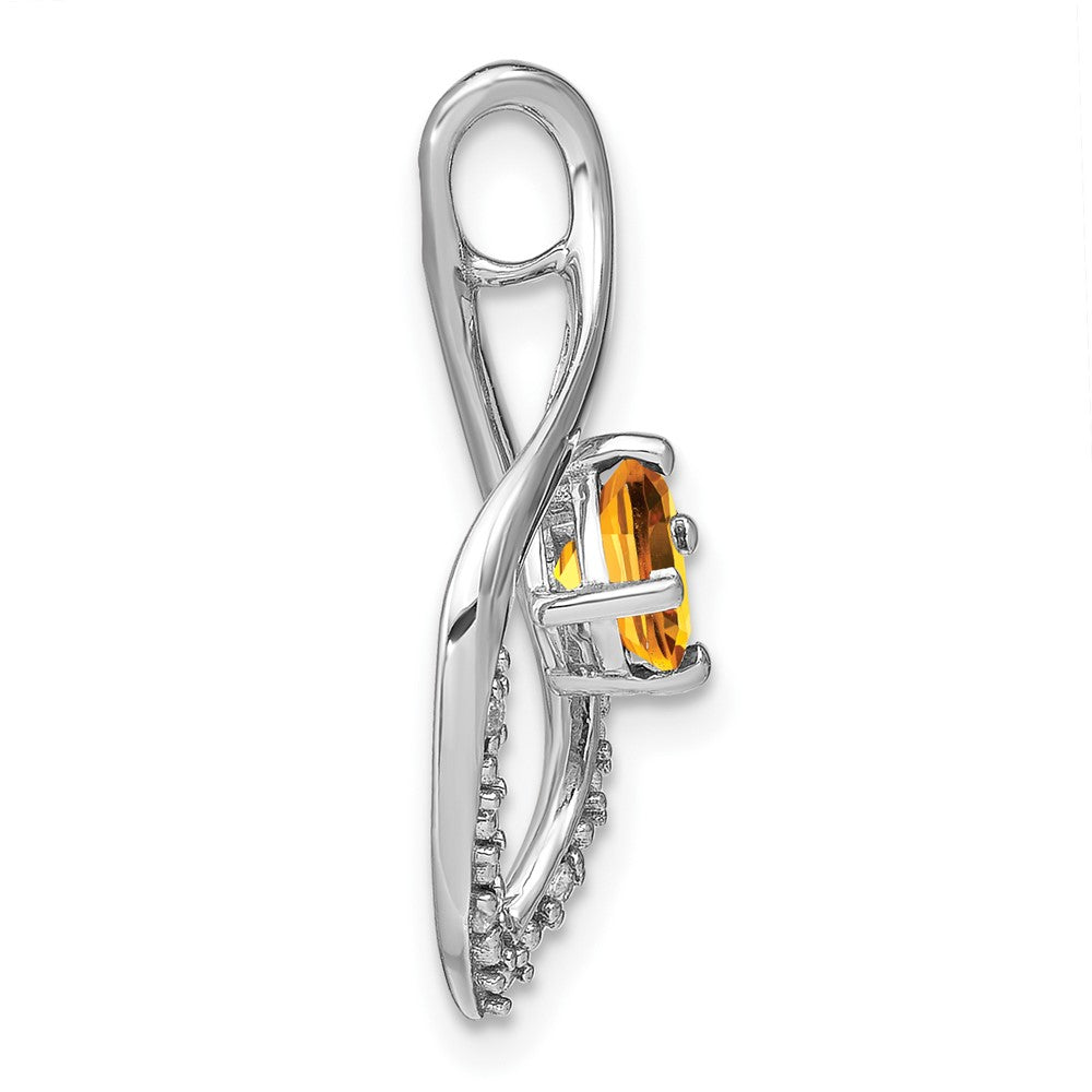 14K Weißgold Citrin- und Echtdiamant-Anhänger
