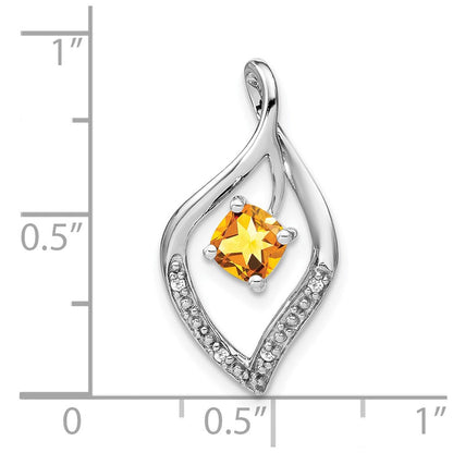 14K Weißgold Citrin- und Echtdiamant-Anhänger