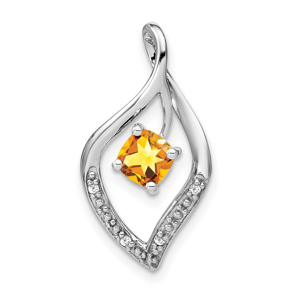 14K Weißgold Citrin- und Echtdiamant-Anhänger