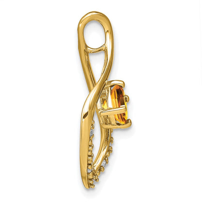 14K Gelbgold Citrin- und Echtdiamant-Anhänger