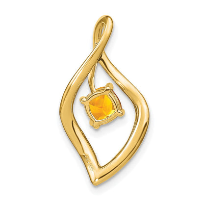 14K Gelbgold Citrin- und Echtdiamant-Anhänger