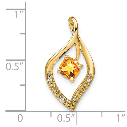 14K Gelbgold Citrin- und Echtdiamant-Anhänger