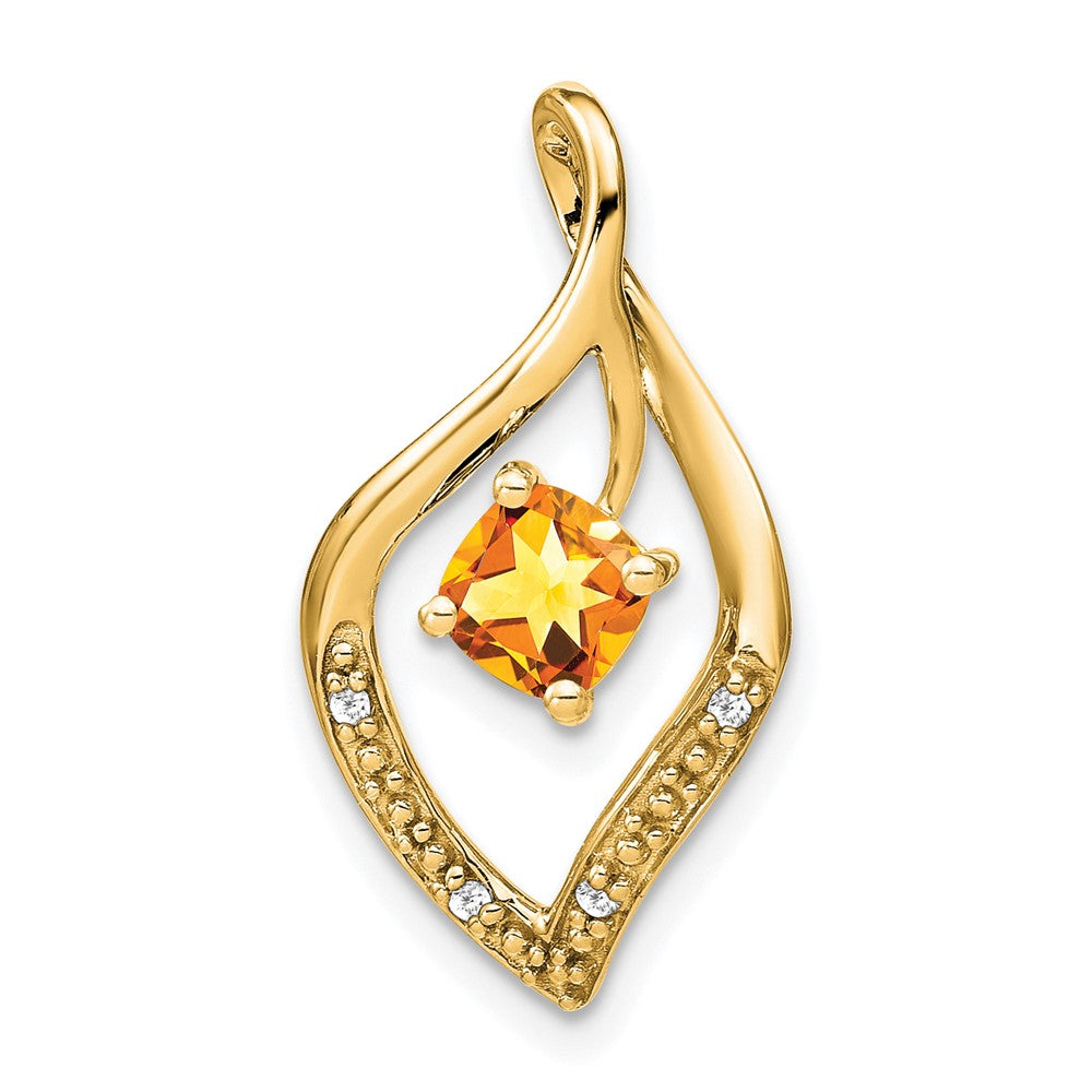 14K Gelbgold Citrin- und Echtdiamant-Anhänger