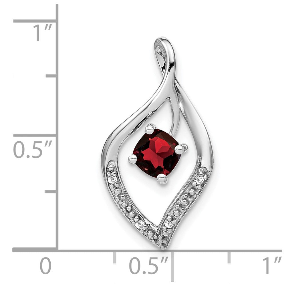 14K Weißgold Granat- und Echtdiamant-Anhänger