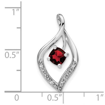14K Weißgold Granat- und Echtdiamant-Anhänger