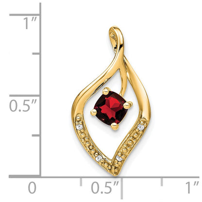 14K Gelbgold Anhänger mit Granat und echten Diamanten