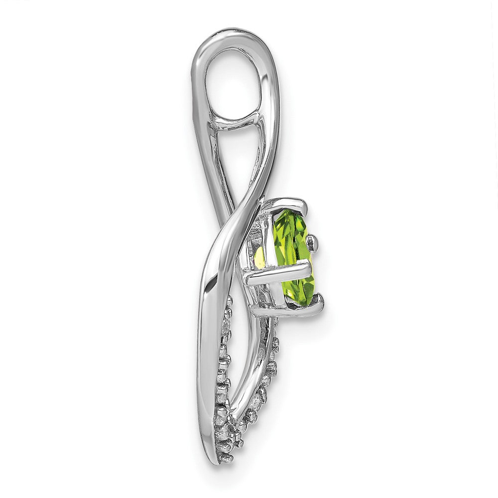 14K Weißgold Peridot- und Echtdiamant-Anhänger