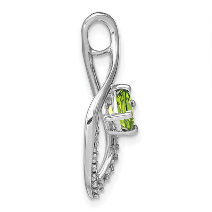 14K Weißgold Peridot- und Echtdiamant-Anhänger