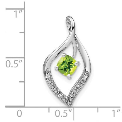 14K Weißgold Peridot- und Echtdiamant-Anhänger