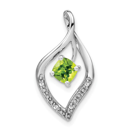 14K Weißgold Peridot- und Echtdiamant-Anhänger
