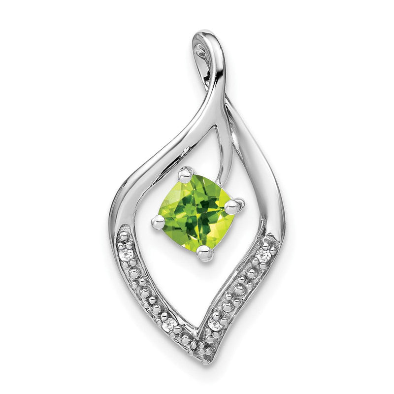 14K Weißgold Peridot- und Echtdiamant-Anhänger