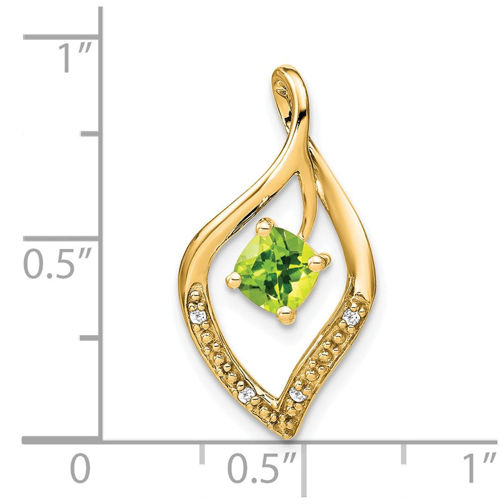 14K Gelbgold Peridot- und Diamant-Anhänger