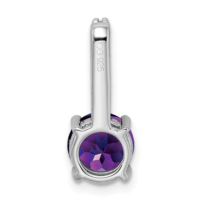 14 Karat Weißgold Anhänger mit rundem Amethyst und echten Diamanten